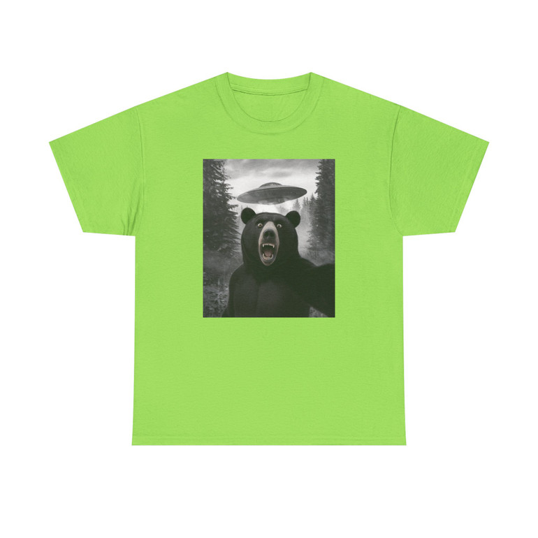 Funny Animal Selfie - Black Bear - UFOs - Photobomb T-Shirt - Choice of Colors - Unisex Tee