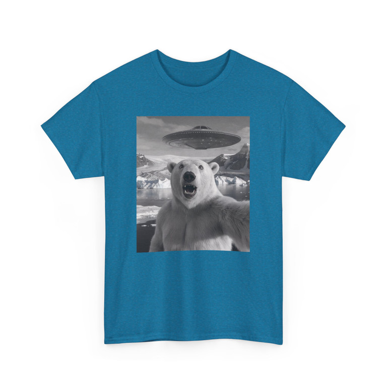Funny Animal Selfie - Polar Bear - UFOs - Photobomb T-Shirt - Choice of Colors - Unisex Tee