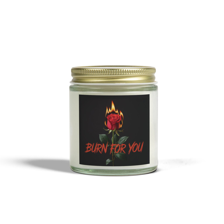Scented Candle - Burn for You - Rose on Fire - Amber or Clear Jar - Perfect Gift for Bikers & Home Decor