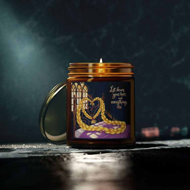 Scented Candle - Forbidden FairyTales - Let Down Your Hair - Amber or Clear Jar - Perfect Gift for Bikers & Home Decor