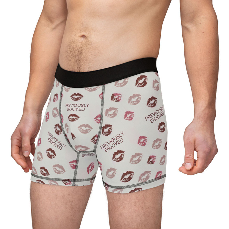 Men's Boxers - Previously Enjoyed Lips Pattern - Comfortable & Fun Underwear for Relaxed Evenings