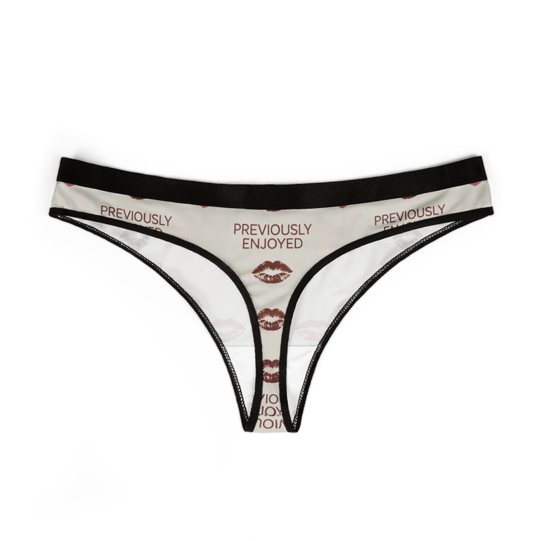 Women's Thongs - Previously Enjoyed Lips Pattern - Cheeky and Fun Lingerie - Panties