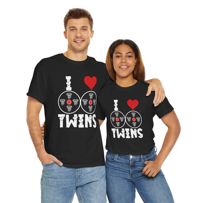 Motorcycle T-Shirt - I Heart Twins - V-Twins - Boobs - Color Choice - Unisex Tee