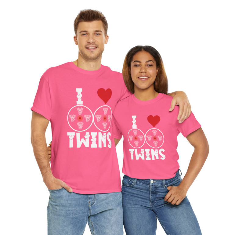 Motorcycle T-Shirt - I Heart Twins - V-Twins - Boobs - Color Choice - Unisex Tee