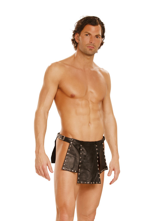 Leather Kilt with Nailheads - Men's - 50 Shades of Grey Style - Bondage - L9869-EML