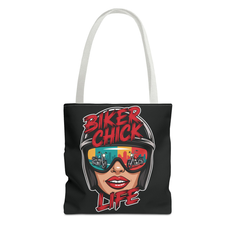 Tote Bag - Biker Chick Life - Motorcycles, Lipstick and Helmets - Color Choice