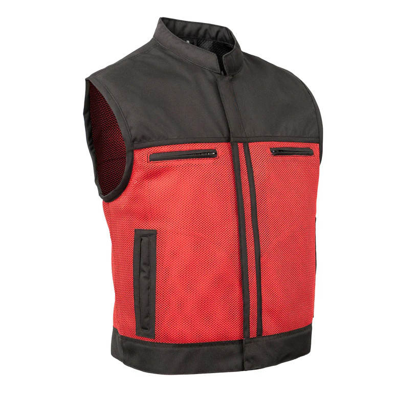 Mesh Vest - Men's - Red - Motorcycle Club - Up To 6XL - Blaze - RED-FLAME-RC