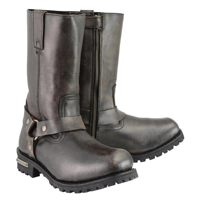 Motorcycle Boots - Men's Harness - Medium Width - Distressed Brown Leather - RCMBM9005-RC