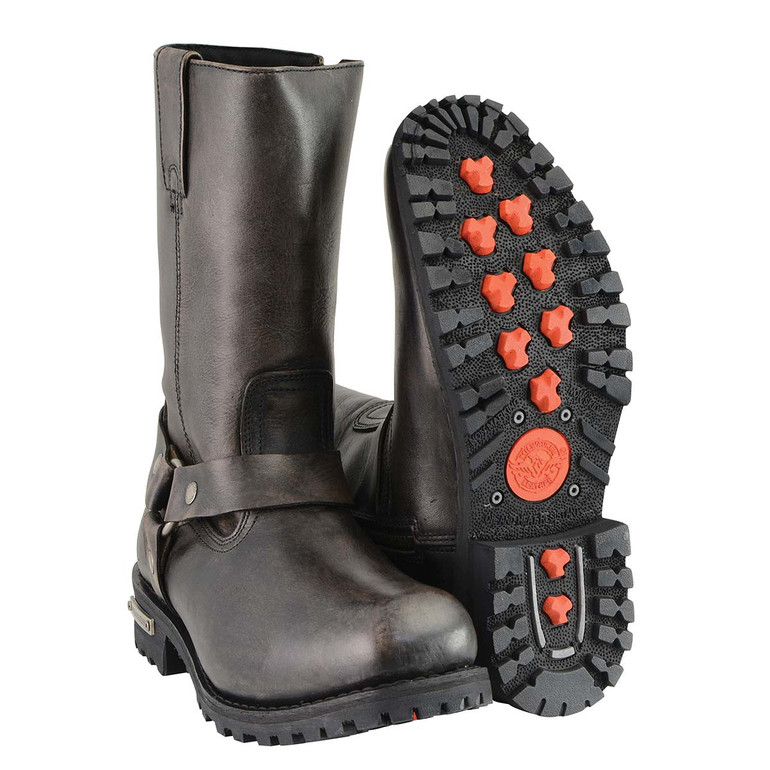 Motorcycle Boots - Men's Harness - Medium Width - Distressed Brown Leather - RCMBM9005-RC