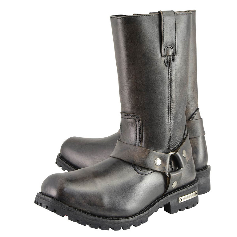 Motorcycle Boots - Men's Harness - Medium Width - Distressed Brown Leather - RCMBM9005-RC
