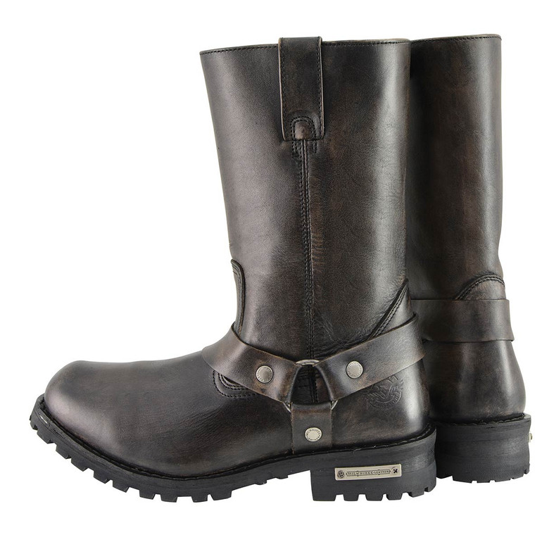 Motorcycle Boots - Men's Harness - Medium Width - Distressed Brown Leather - RCMBM9005-RC