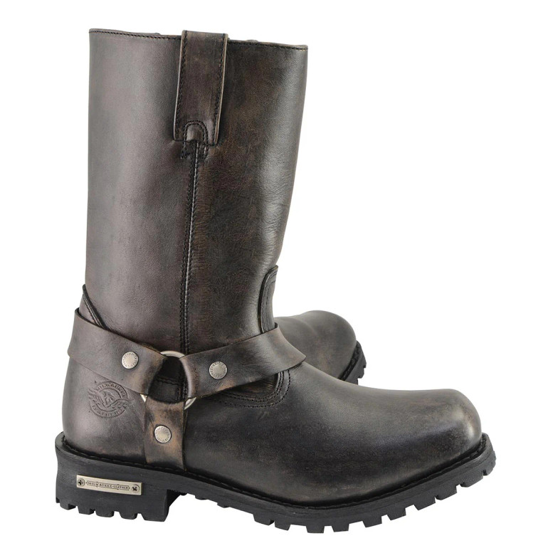 Motorcycle Boots - Men's Harness - Medium Width - Distressed Brown Leather - RCMBM9005-RC
