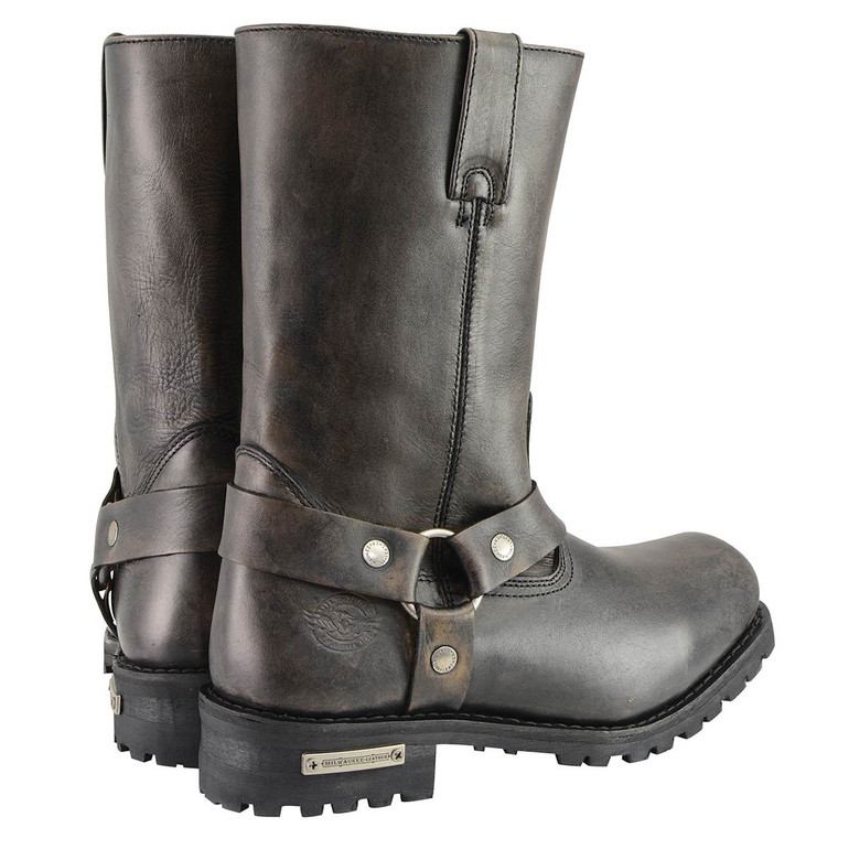 Motorcycle Boots - Men's Harness - Medium Width - Distressed Brown Leather - RCMBM9005-RC