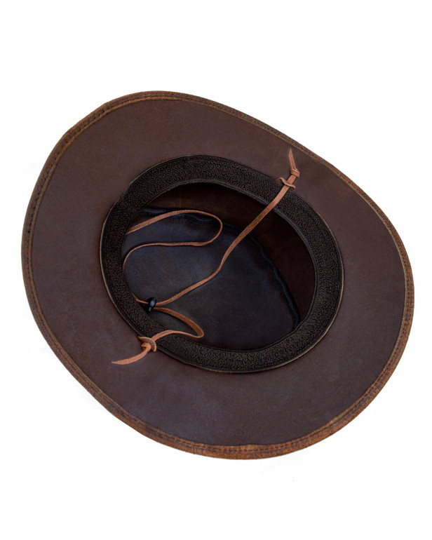 Cowboy Hat - Men's - Brown Leather - Studs - Buffalo Coin - HAT20-DL