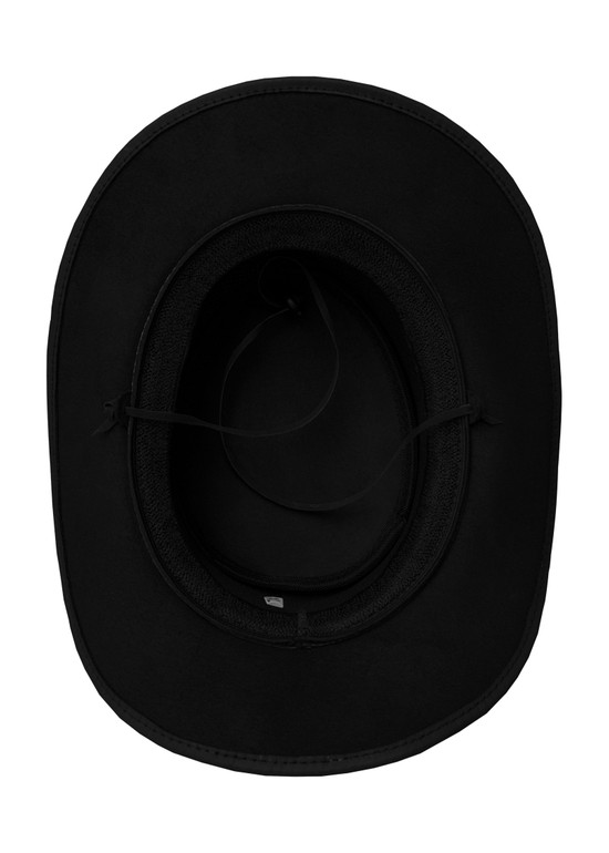 Cowboy Hat - Men's - Black Leather - Studs and Bone Design - HAT25-BLK-DL