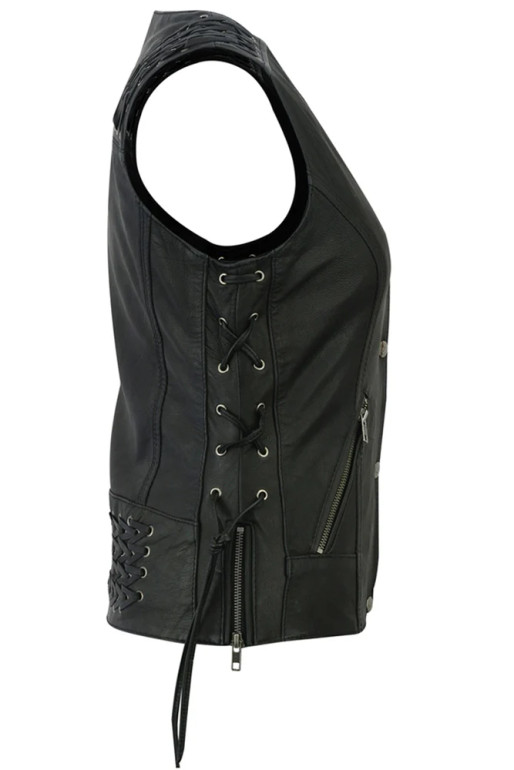 Leather Vest - Women's - Grommets - Side Laces - Concealed Carry - RC285-RC
