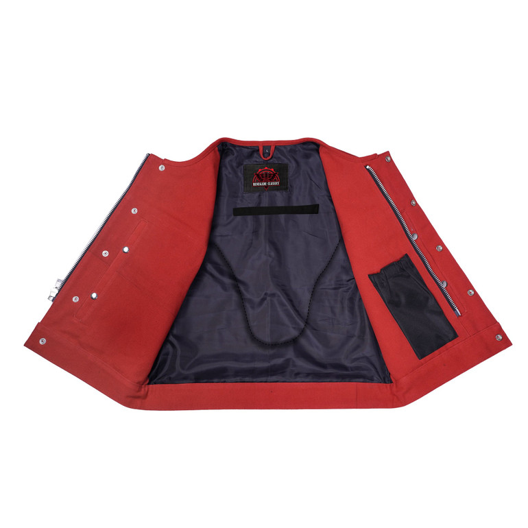 Canvas Motorcycle Vest - Men's - Red - Up To 6XL - Rustmark Blaze - LAVA-RACER-RC