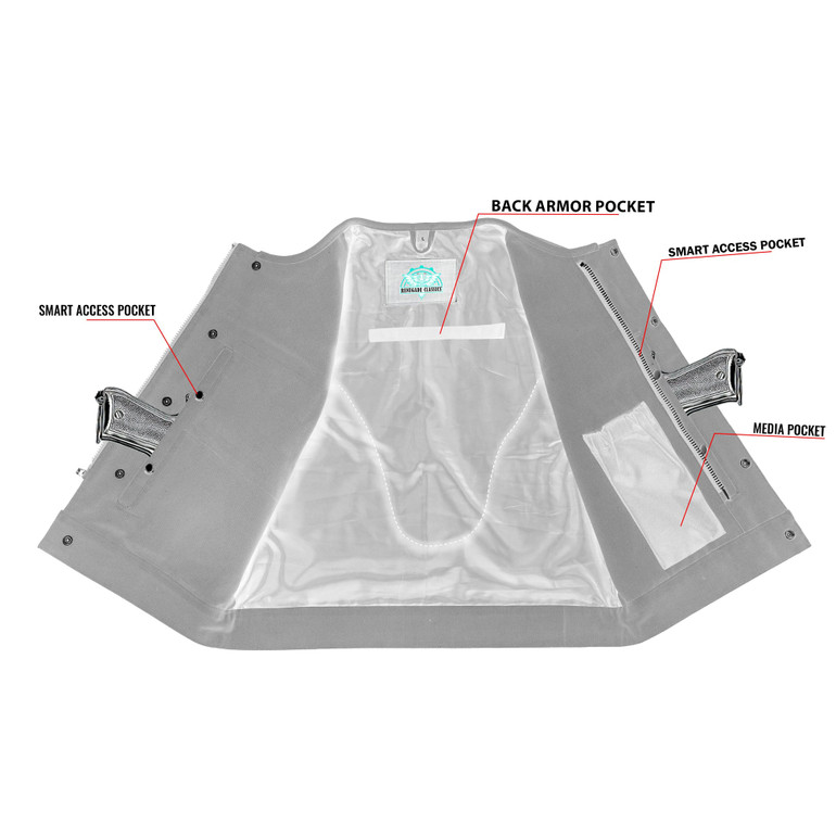 Canvas Motorcycle Vest - Men's - Red - Up To 6XL - Rustmark Blaze - LAVA-RACER-RC