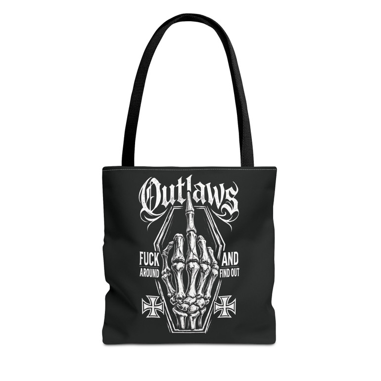 Tote Bag - Outlaws Skeleton Middle Finger - 'Fuck Around and Find Out' - Choice of Sizes