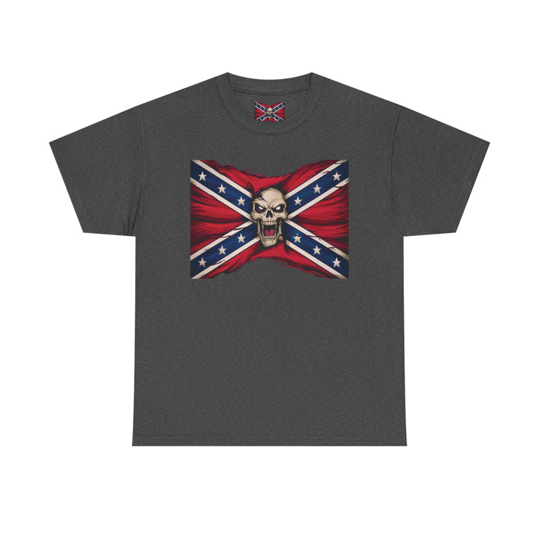 Confederate Flag - Angry Skull - Rebel - T-Shirt - Unisex Heavy Cotton Tee 2