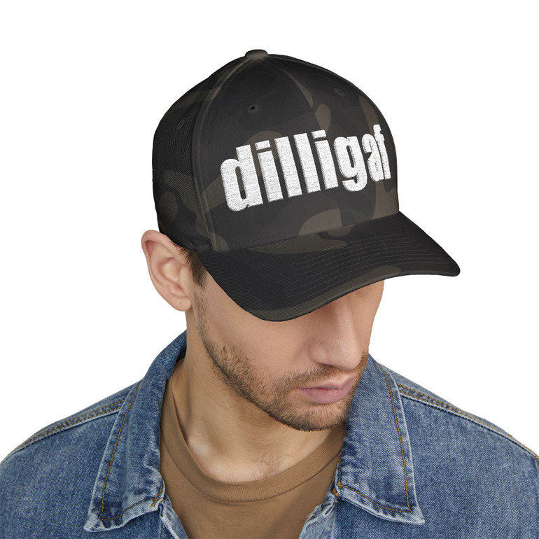 dilligaf - Do I Look Like I Give A Fuck - Embroidered Cap - Motorcycle Trucker Hat with Back Bike Icon