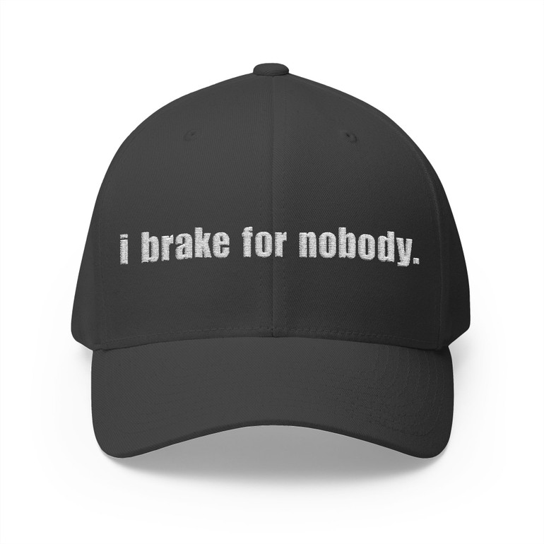 i brake for nobody - Embroidered Cap - Motorcycle Trucker Hat with Back Bike Icon