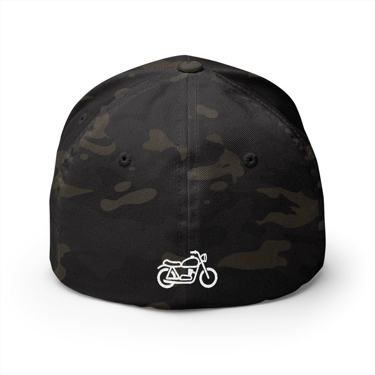 helmet hair don't care Embroidered Cap — Camo or Solid Colors - Motorcycle Hat