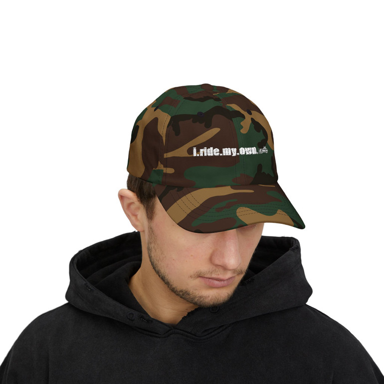 Dad Cap — 'i.ride.my.own.' - Embroidered Baseball Hat - Motorcycle in Motion - Biker - Color Choice