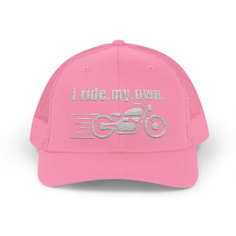 I Ride My Own Motorcycle Trucker Cap – Color Choice - Distressed Biker Snapback
