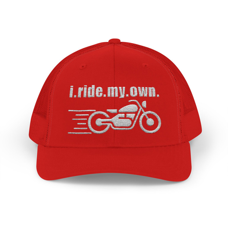 I Ride My Own Motorcycle Trucker Cap – Color Choice - Distressed Biker Snapback