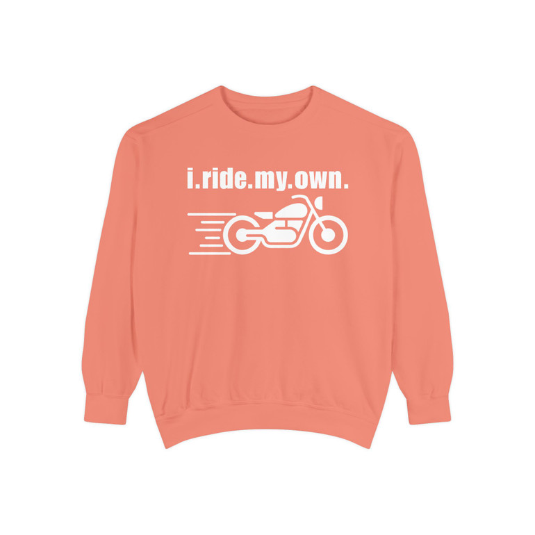Motorcycle Sweatshirt — “i.ride.my.own.” - Motorcycle in Motion - Rider Crewneck
