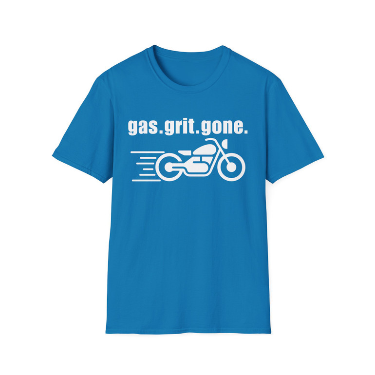 Gas. Grit. Gone. Motorcycle T-Shirt - White Edition - Biker Vintage Ride Tee