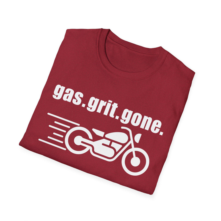 Gas. Grit. Gone. Motorcycle T-Shirt - White Edition - Biker Vintage Ride Tee