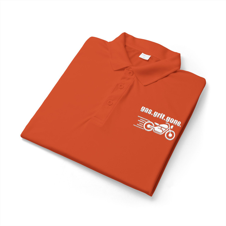 Motorcycle Club Polo — 'gas.grit.gone.' Embroidered - Biker Polo Shirt