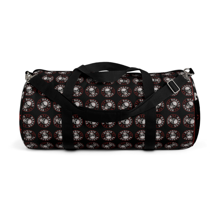 Skull Patch Duffel Bag – Badass Biker Embroidered Look - 2 Sizes - Gothic Travel & Gym Overnight Bag
