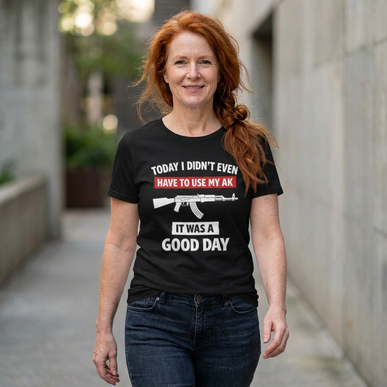 Today's a Good Day, I Didn't Even Have to Use my AK - Motorcycle T-Shirt - White Edition - Biker Vintage Ride Tee