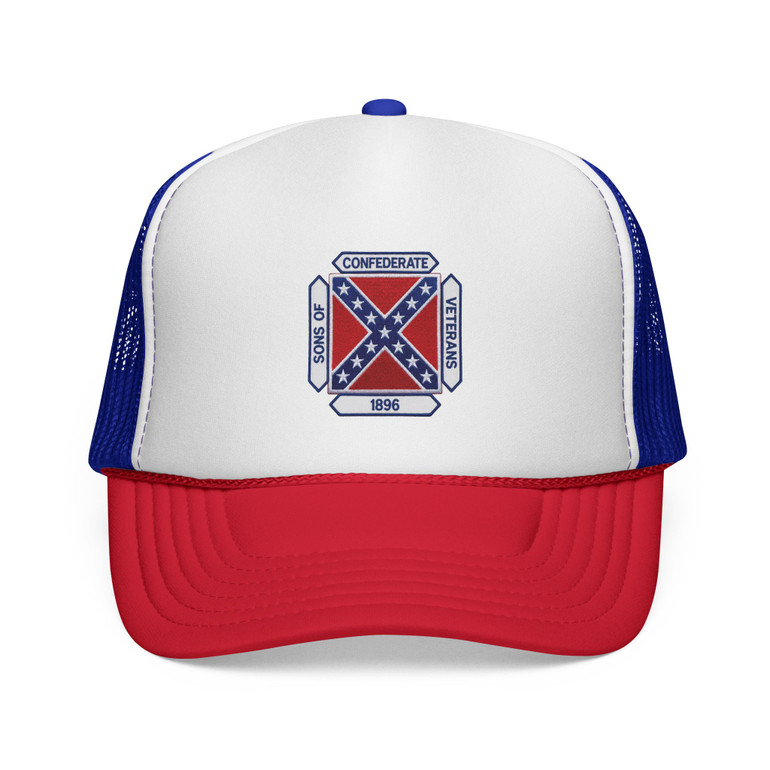 Sons of Confederate Veterans 1896 - Embroidered LOOK - Trucker Cap - Vintage Stitched Logo Mesh Hat.