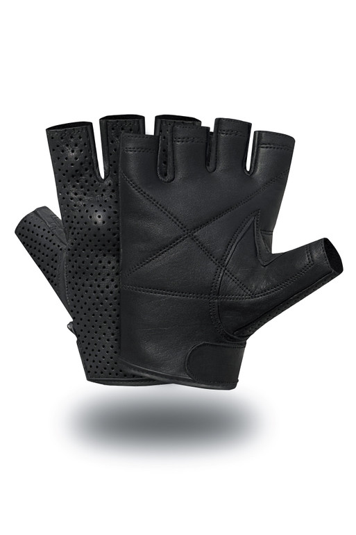 Leather Gloves - Men's - Motorcycle - Fingerless - Perforated - Hard Knuckle -T-GL71-DL