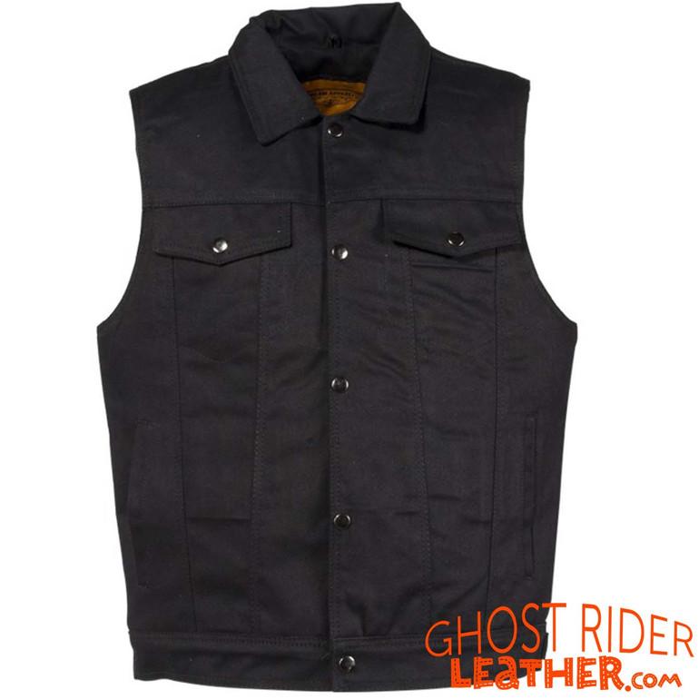 Denim Vest - Men's - Black - Snap Front - Up To 6X - Motorcycle Club - MV8020-BD-DL