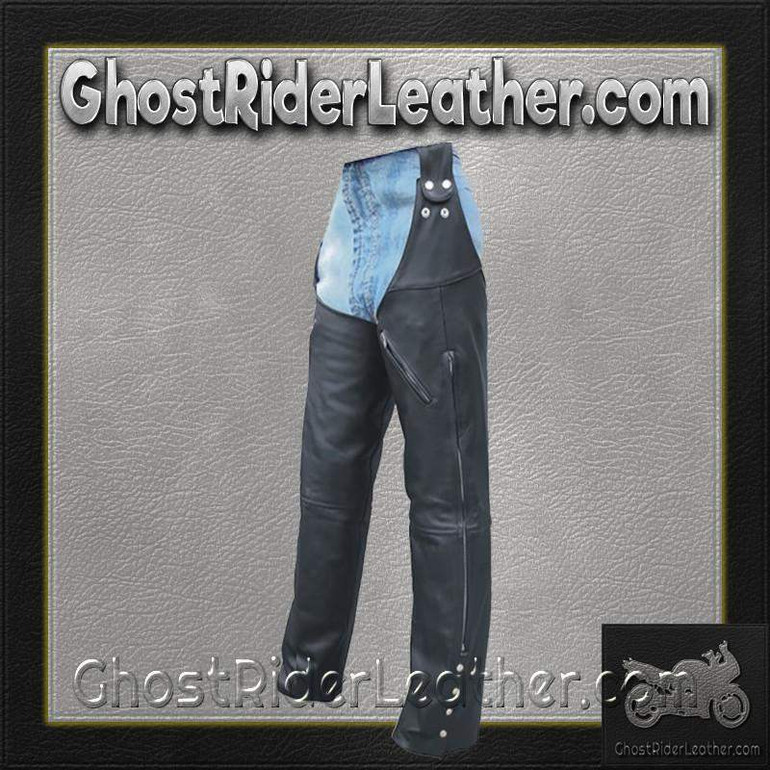 Mens Motorcycle Leather Chaps Hook To Your Belt - SKU AL2419-AL