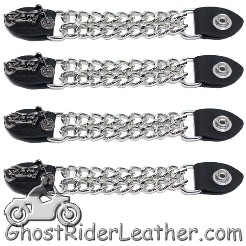 Set of Four Indian Head Nickel Vest Extenders with Chrome Motorcycle