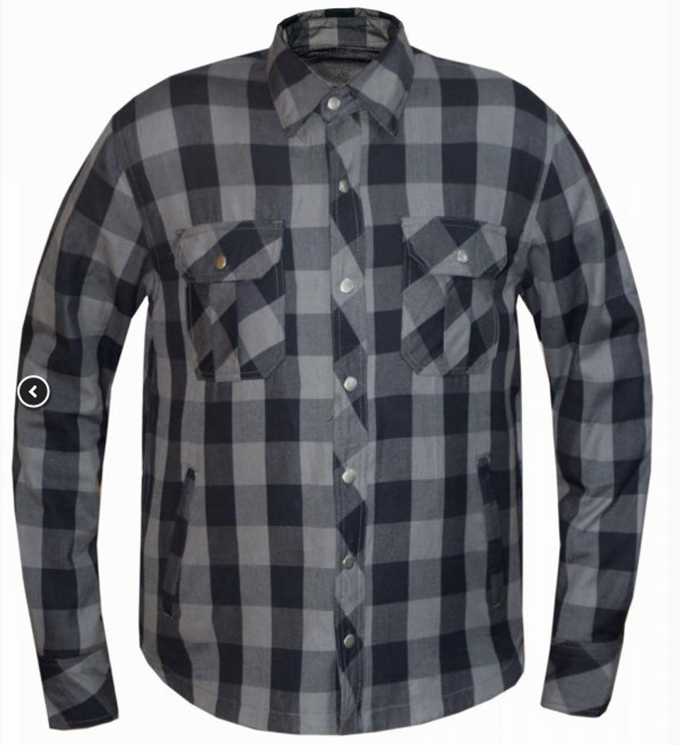 Flannel Motorcycle Shirt - Men's - Gray and Black - Armor - Up To Size ...