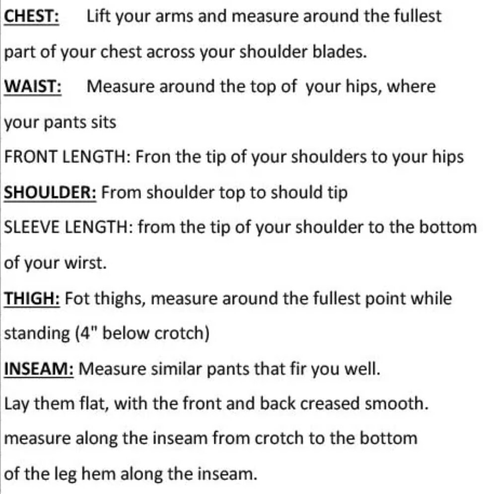 Size chart for men's leather motorcycle jacket.
