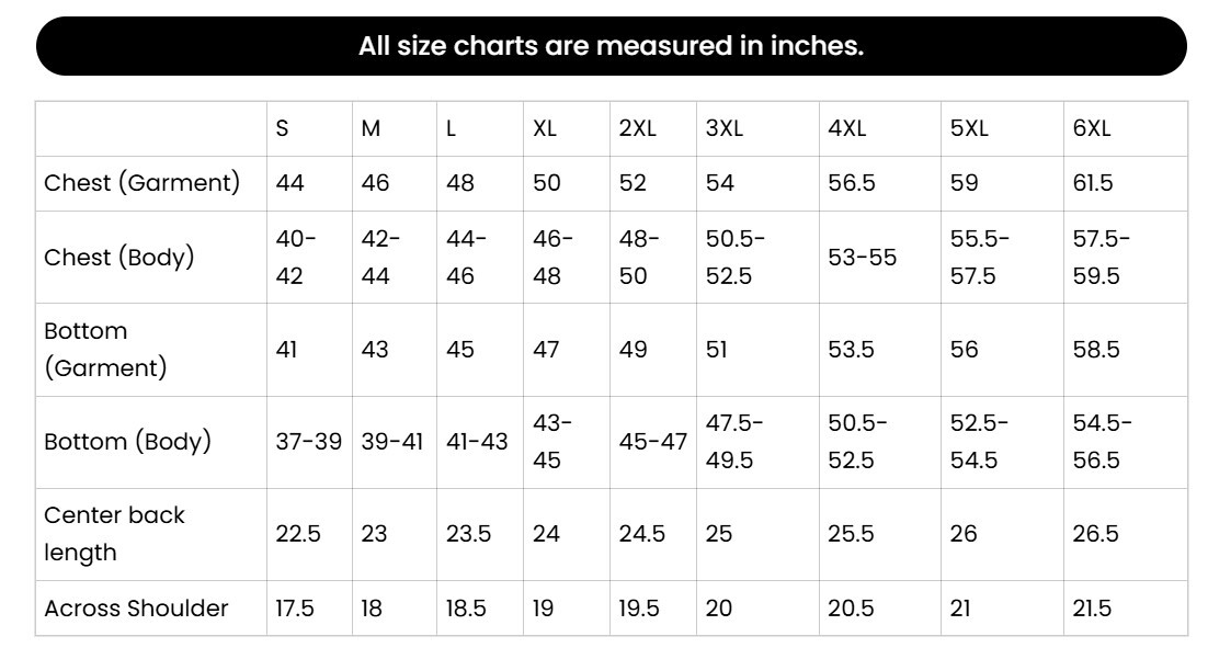 Size chart for Rustmark Blaze red canvas biker vest for men riding motorcycles.