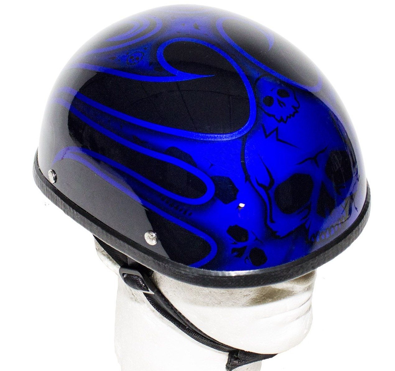 Blue Burning Skull Novelty Motorcycle Helmet - SKU GRL-H401-D4-BLUE-DL