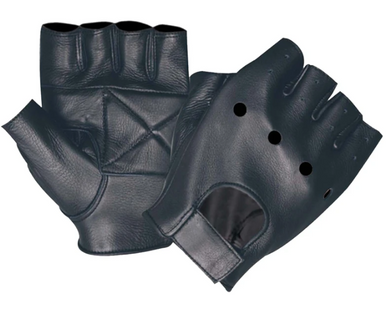 Women's Fingerless Leather Motorcycle Gloves With Studs Design - SKU  8296-00-UN