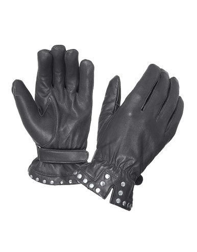 Women's Fingerless Leather Motorcycle Gloves With Studs Design - SKU  8296-00-UN