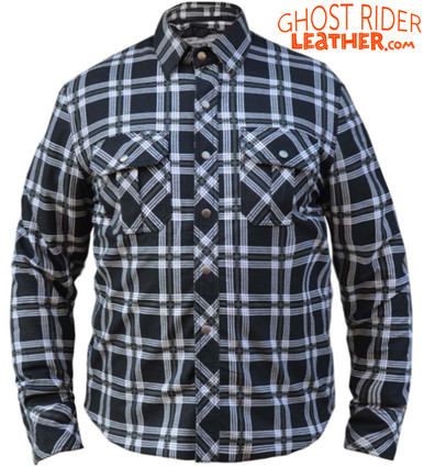 Flannel Motorcycle Shirt - Men's - Black and White - Armor - Up To Size ...