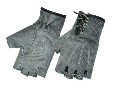 Leather Motorcycle Gloves - Women's - Fingerless - Studs Design - DS85-DS