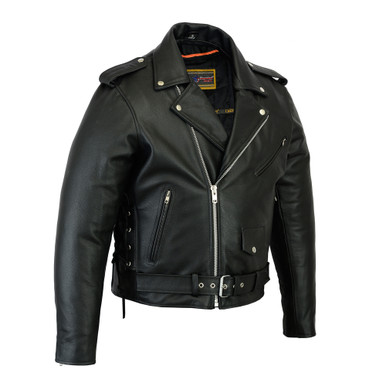 Leather Motorcycle Jacket - Men's - Police Style - Up To 12XL - DS731-DS